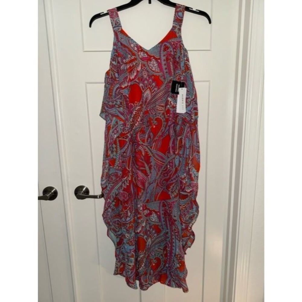 Robbie Bee Paisley Cold Shoulder Midi Dress Small NWT